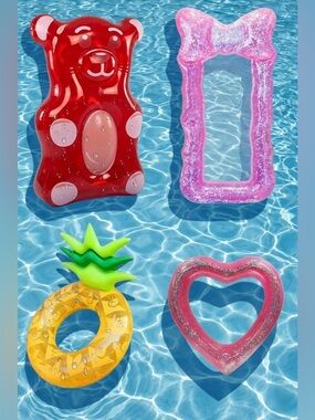 Pool Floats-Glitter Heart, Coquette Bow, Gummy Bear, Pineapple